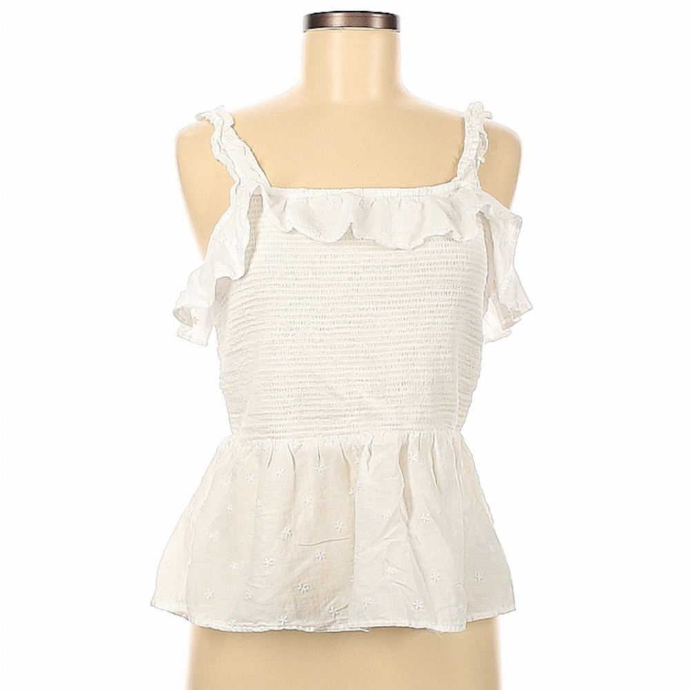 OLD Navy White Cotton Smocked Tank Top